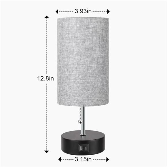 3-Color Temperature Bedside Lamp Nightstand Lamp with USB A Port and C Port - Picture 2 of 7